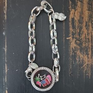 Origami Owl Silver Bracelet with 5 Charms